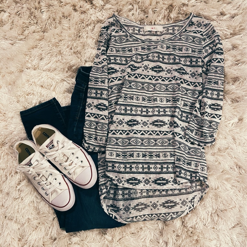 W.F. Tribal print three-quarter sleeve shirt